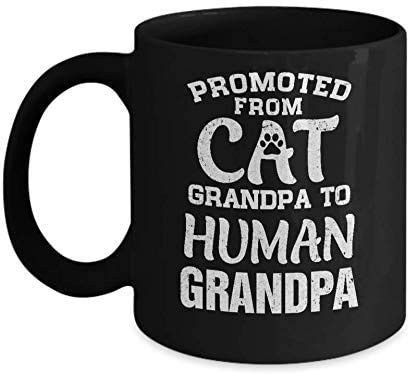 Mimi Gifts - Promoted From Cat Grandpa To Human Grandpa Mug Father's Day Gifts For Birthday Christmas Gifts Thanksgiving Day Cat lover Gifts Gifts for Granpa Coffee Mug 11oz or 15oz