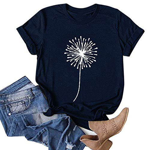 AOKASII Womens Short Sleeve Tops Womens Loose T-Shirts Casual Printing O-Neck Blouse Tops Funny Shirts Navy AOKASII Womens Short Sleeve Tops Womens Loose T-Shirts Casual Printing O-Neck Blouse Tops Funny Shirts Navy