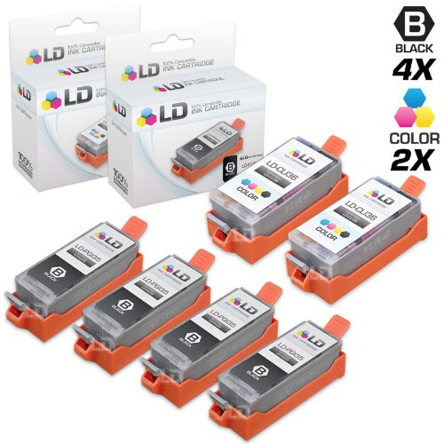 LD Compatible Ink Cartridge Replacement for Canon PGI35 & CLI36 (4 Black, 2 Color, 6-Pack)
