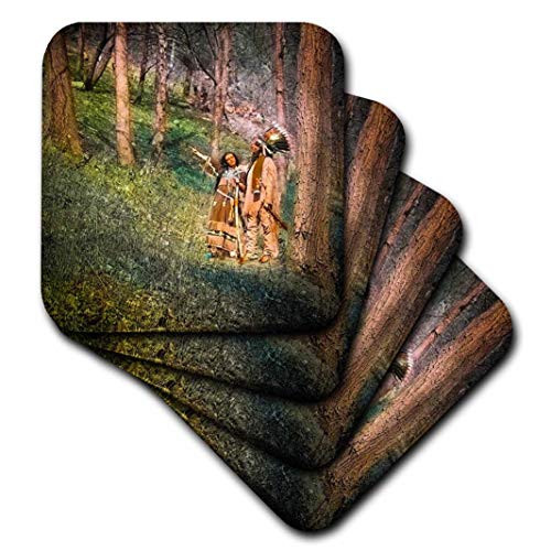 3D Rose Magic Lantern Native Americans in The Woods Vintage Soft Coasters Multicolor