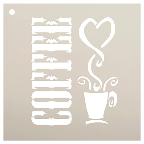 Coffee Stencil by StudioR12  Love Coffee Word Art - Reusable Mylar Template  Painting Chalk Mixed Media  Use for Journaling DIY Home Decor - STCL815 -18" x 18"-