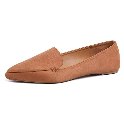 MUSSHOE Loafers for Women Comfortable Pointed Toe Women's Loafers  and  Slip-ons Women's Flats Flats Shoes WomenTan 7