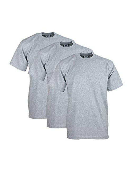 Pro Club Men's Heavyweight Cotton Short Sleeve Crew Neck T-Shirt Large Heather Gray -3 Pack-