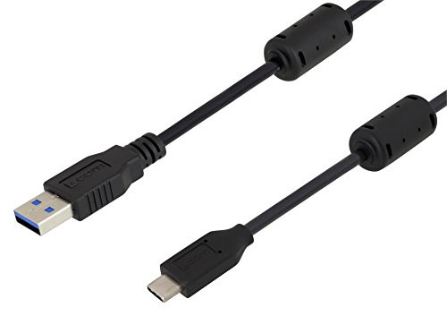 L-COM U3A00011-05M USB Cable w-Ferrite USB Type A Plug USB Type C Plug 500 mm 1.64 ft USB 3.0 Black