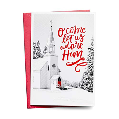 Christmas Boxed Cards - White Church - O Come Let Us Adore Him