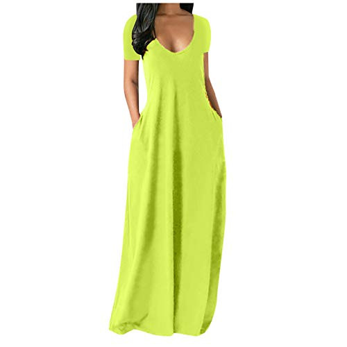 Women Summer Sexy O-neck Short Sleeve Dresses Casual Loose Solid Color Beach Maxi Long Dress with Pocket 2021 Women Summer Sexy O-neck Short Sleeve Dresses Casual Loose Solid Color Beach Maxi Long Dress with Pocket 2021