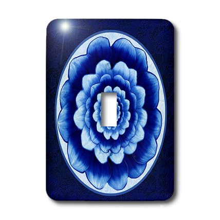 3dRose lsp_31753_1 Pastel Cobalt Fantasy Mandala Flower on Royal Blue Background Toggle Switch Multi-Color