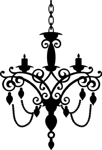 Chandelier Picture Art - Peel  and  Stick Vinyl Wall Decal Sticker Size - 14 Inches X 28 Inches - 22 Colors Available