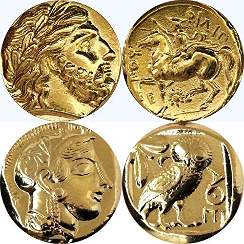 Golden Artifacts Zeus and Athena and Owl 2 Famous Greek Coins of 1 Zeus and 2 Athena Percy Jackson Teen Gift Unique Gift Greek Mythology -PJ4 plus12-G- Golden Artifacts Zeus and Athena and Owl 2 Famous Greek Coins of 1 Zeus and 2 Athena Percy Jackson Teen Gift Unique Gift Greek Mythology -PJ4 plus12-G-