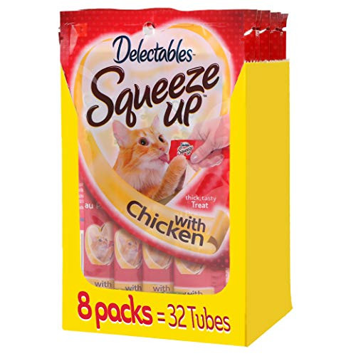Hartz Delectables Squeeze Up Cat Treats Chicken 4 Count -Pack of 8- - Packaging May Vary