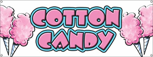 COTTON CANDY VINYL BANNER SIGN cart stand trailer signs fairy floss fresh hot snak sugar -18" X 48"-
