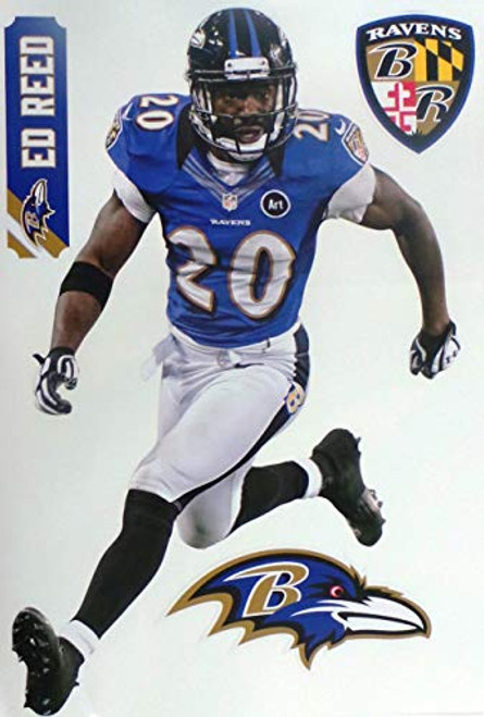Ed Reed FATHEAD Graphic  plus Baltimore Ravens Logo Set Official Vinyl Wall Graphics 17" INCH