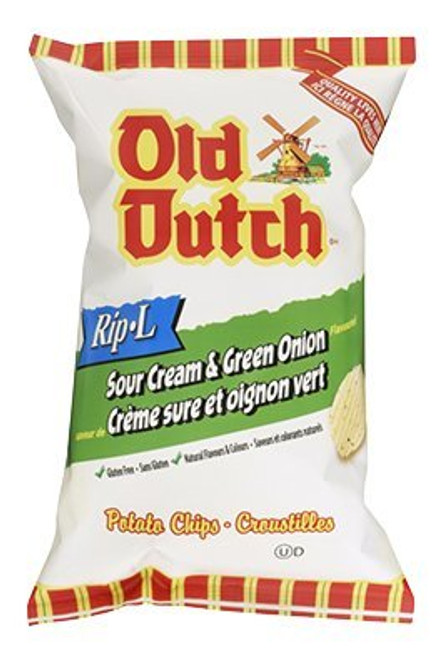 Old Dutch Rip L Potato Chips Sour Cream  and  Green Onion 255g -Imported from Canada-