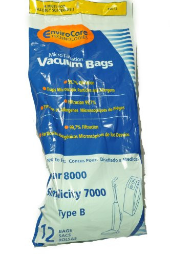 Riccar Type B Upright Vacuum Cleaner Bags EnviroCare Replacement Brand Designed to fit 8000 Upright Vacuum Cleaners 99.7 Microfiltration 12 Bags in Pack