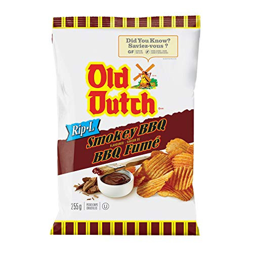 Old Dutch Rip-L Smokey BBQ Potato Chips 255g-9 oz. -Imported from Canada-