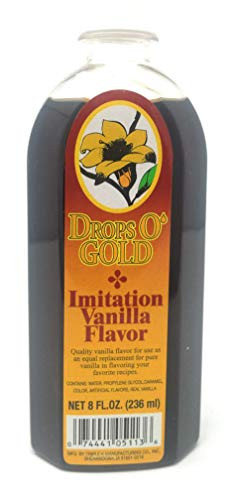 Drops O' Gold Imitation Vanilla Flavor -2-8 Ounce Bottles-