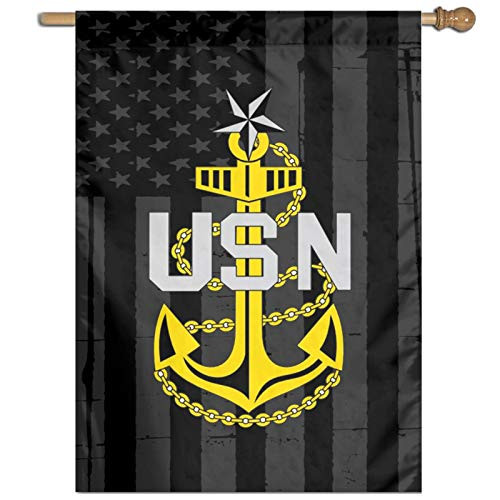 GUOQIANGfaqi Navy Rank E-8 Senior Chief Petty Officer Insignia Garden Flag Outdoor Flags House Decorative Flag Welcome Garden Flag 27"X37"
