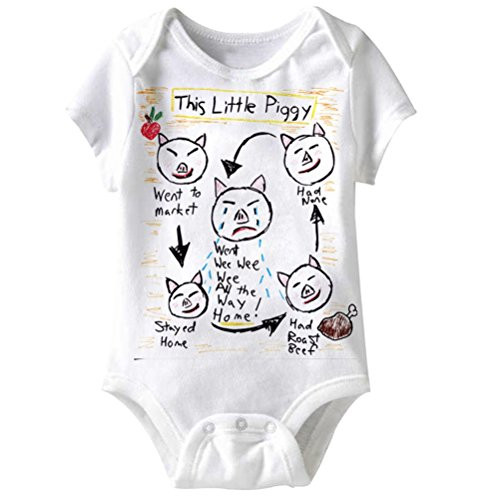 A and E Designs Baby Romper This Little Piggy Onesie White 6 Months