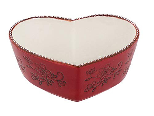Mathew O Ceramic Retro Embossed Heart Shaped Dessert Bowl Soup Bowl Dessert Plate