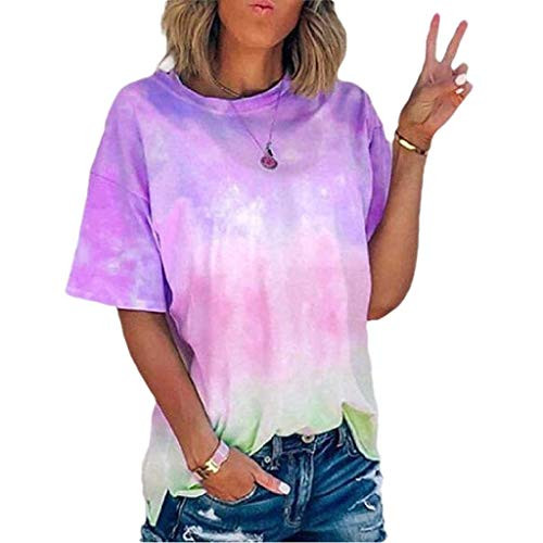 AOKASII Tops for Women Womens Casual Summer O-Neck Short Sleeve T-Shirt Gradient Printed Blouse Shirt Tunic Top AOKASII Tops for Women Womens Casual Summer O-Neck Short Sleeve T-Shirt Gradient Printed Blouse Shirt Tunic Top