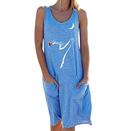POTO Dress for Women Casual Sleeveless Midi Dress Printed Tank Dress O Neck Summer Beach Vest Sundress with Pockets POTO Dress for Women Casual Sleeveless Midi Dress Printed Tank Dress O Neck Summer Beach Vest Sundress with Pockets