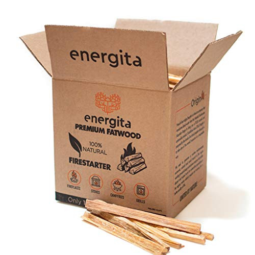 ENERGITA Premium Fatwood Fire Starter 100 percent Natural 125 Sticks Wood Stove Camp fire Stick Bon fire Fireplace Grill fire Starter Fire Pit Starter Camping BBQ 10lb Box