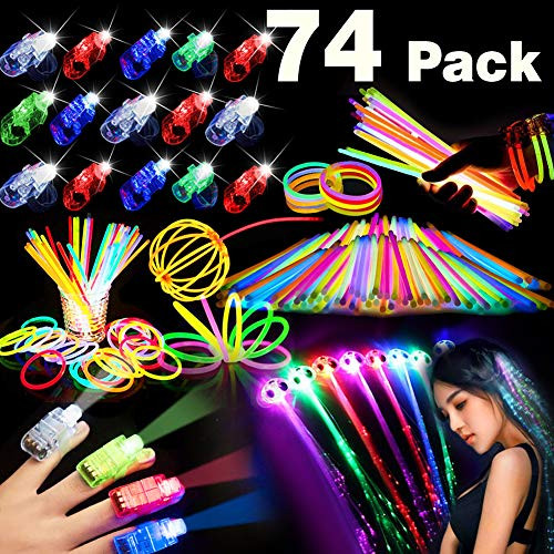 Bulk Light Up Toys - 74PCs Glow in the Dark LED Party Supplies Birthday Party Favors for Kids, Glow Sticks, Flashing Hair & LED Finger Lights Flashing for Mothers Day Decor Bulk Light Up Toys - 74PCs Glow in the Dark LED Party Supplies Birthday Party Favors for Kids, Glow Sticks, Flashing Hair & LED Finger Lights Flashing for Mothers Day Decor