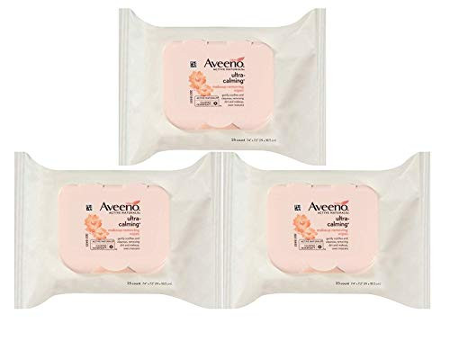 Aveeno Wipes Makeup Removing Ultra-Calming 25 ct -Pack of 3-