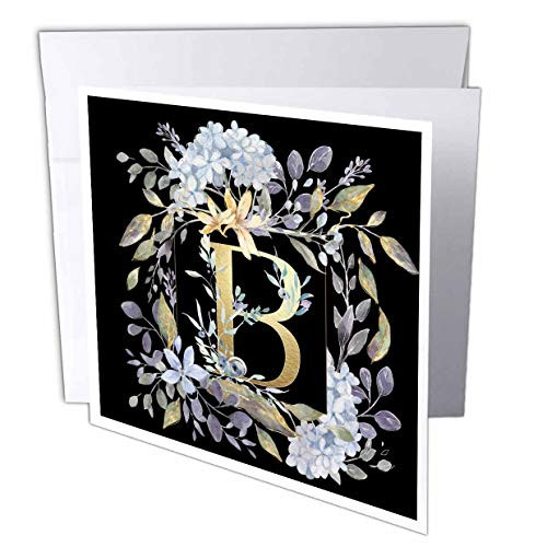 3dRose Monogram B Pretty Image of Watercolor Blue Hydrangea Floral - Greeting Cards -gc-327838-2- 3dRose Monogram B Pretty Image of Watercolor Blue Hydrangea Floral - Greeting Cards -gc-327838-2-