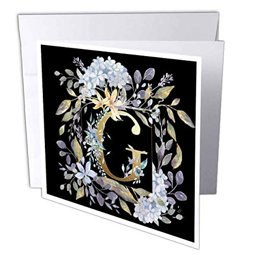3dRose Monogram G Pretty Image of Watercolor Blue Hydrangea Floral - Greeting Cards -gc-327842-2- 3dRose Monogram G Pretty Image of Watercolor Blue Hydrangea Floral - Greeting Cards -gc-327842-2-