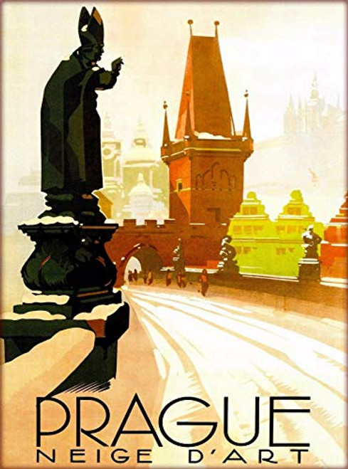 TYmall 12X16 Inch Wall Plate Prague Neige D Art Czech Republic Praha Vintage Travel Art Poster Print Vintage Retro Metal Tin Sign
