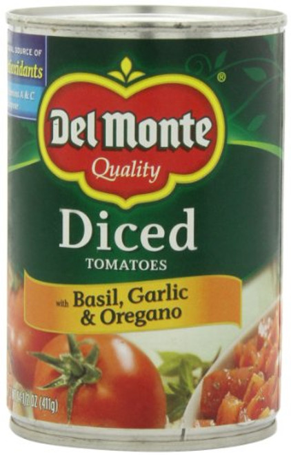 Del Monte Diced Tomatoes Basil Garlic and Oregano 14.5-Ounce -Pack of 8-