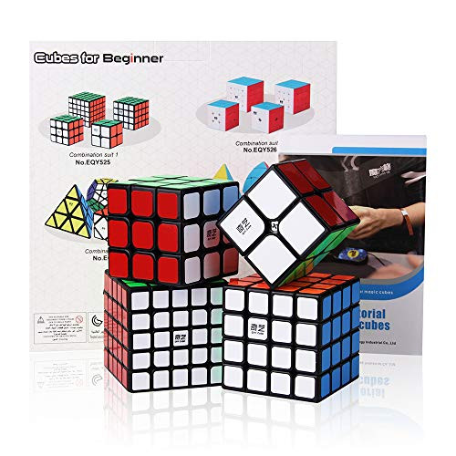 Roxenda Speed Cube Bundle, Magic Cube Set of 2x2x2 3x3x3 4x4x4 5x5x5 Speed Puzzle Cube with Gift Box, Secret Tutorial for Speed Cubes