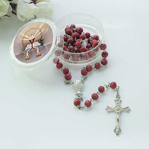 First Holy Communion Scented Rosary Favor - 12 Rosaries with individual Gift box and Organza Bag. -6mm Red-