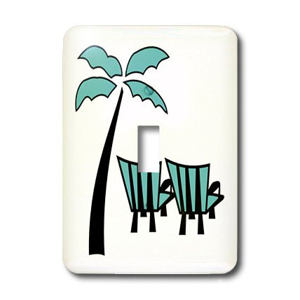 3dRose lsp_119201_1 Cartoon Palm Tree N Beach Chairs Single Toggle Switch