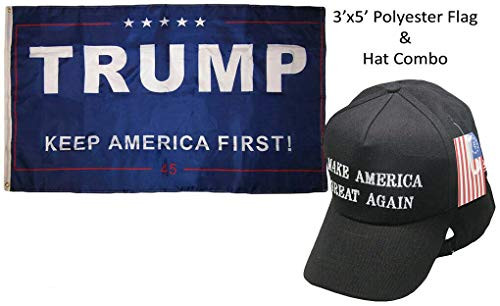 K's Novelties 3'x5' Trump Keep America First 45 Blue and Make America Great Black White Hat K's Novelties 3'x5' Trump Keep America First 45 Blue and Make America Great Black White Hat