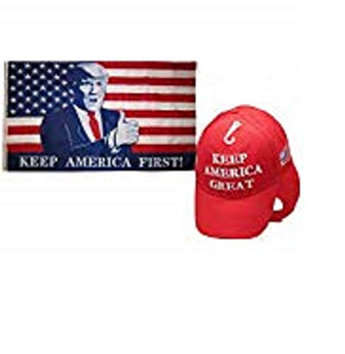 K's Novelties 3'x5' USA Trump Keep America First and Trump Keep America Great Red White Cap Hat K's Novelties 3'x5' USA Trump Keep America First and Trump Keep America Great Red White Cap Hat