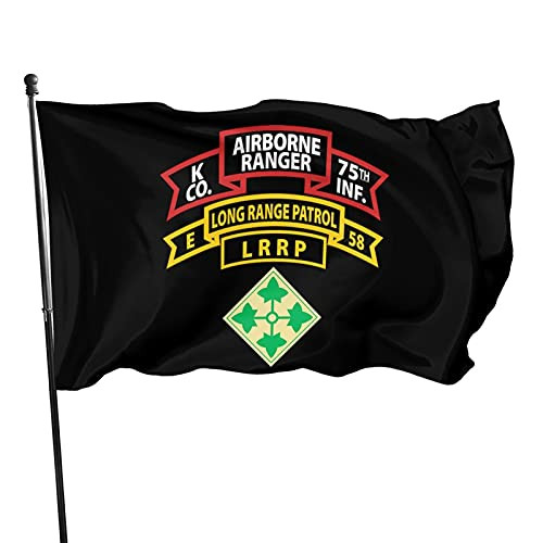 HUIHUANGm Co K Ranger 75th Inf Airborne E LRRP Tab 58 4th Infantry Division Flag 3x5 Ft Outdoor Flags House Flag Garden Flag Yard Flag for Decorations Party Parade