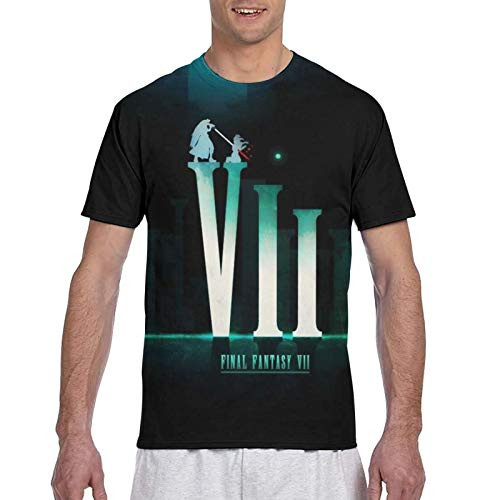 Dabuint Final Fantasy VII Remake T Shirt Hipster Tracksuit Casual Short-Sleeved Breathable Lightweight Cotton 3D Printed Black