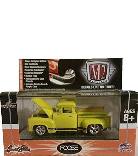 M2 Machines Foose 1956 Ford F-100 Truck "Foose Overlord" SCF04 14-48 Yellow Metal Flake with Wood Bed