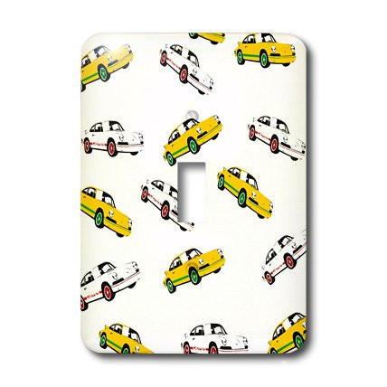 3dRose lsp_181089_1 Image of Cute Porsche Cars in Yellow and White in a Repeat Pattern Light Switch Cover