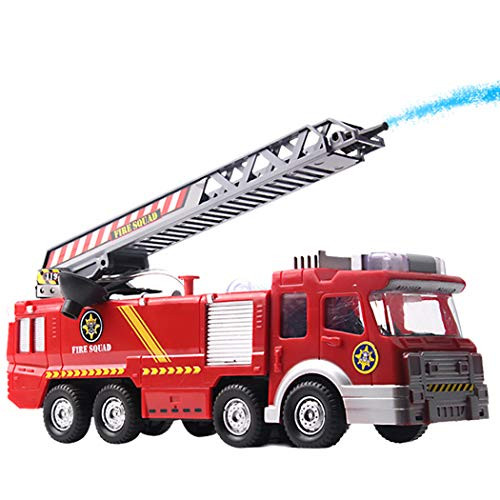 B bangcool Fire Engine Toy 360° Water Spraying Electric Fire Truck with Lights Sound Engineering Fire Trucks Engineering Car Toys Toy Fire Truck