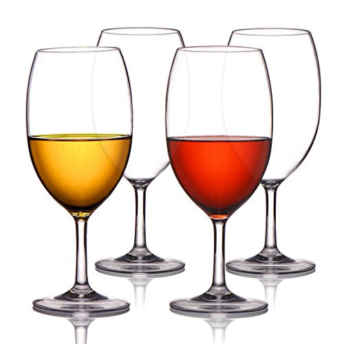 MICHLEY Unbreakable Wine Glasses 100 percent Tritan Plastic Shatterproof Large Wine Glasses 20 oz Set of 4