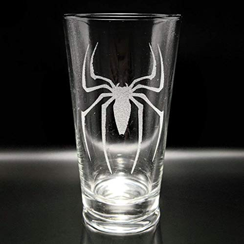 SPIDERMAN EMBLEM Engraved Pint Glass  Inspired by Marvel  Personalized