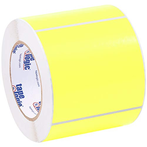 Tape Logic Inventory Rectangle Label 4" L x 4" W Fluorescent Yellow Roll of 500 -DL638L-