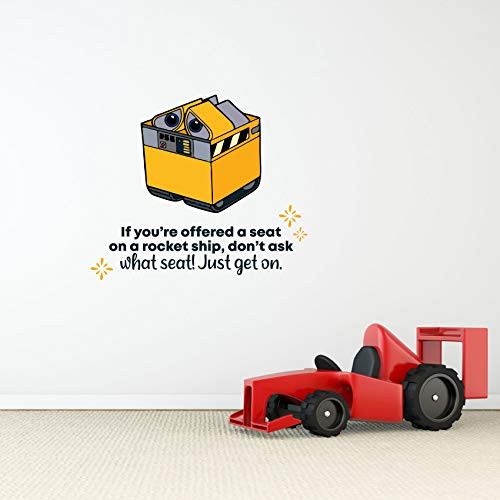 Rocket Ship Wall-E Life Quote Cartoon Quotes Decors Wall Sticker Art Design Decal for Girls Boys Kids Room Bedroom Nursery Kindergarten Home Decor Stickers Wall Art Vinyl Decoration -18x20 inch-