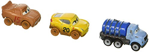 Disney/Pixar Cars Mini Racers Vehicles, 3 Pack - Muddy Cruz, Muddy Lightning McQueen, Mr Drippy Exclusive