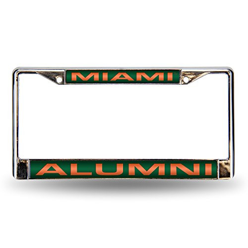 Rico Industries NCAA Miami Hurricanes Laser Cut Inlaid Standard License Plate Frame, Chrome, 6" x 12.25" Rico Industries NCAA Miami Hurricanes Laser Cut Inlaid Standard License Plate Frame, Chrome, 6" x 12.25"
