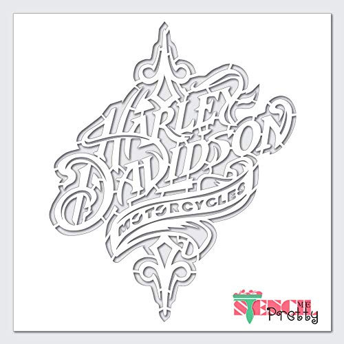 Stencil - Vintage Harley Davidson Motorcycles - DIY Retro Biker Best Vinyl Large Stencils for Painting on Wood Canvas Wall etc.-L -18" x 22"- Ultra Thick Exhibit Grade White Color Material