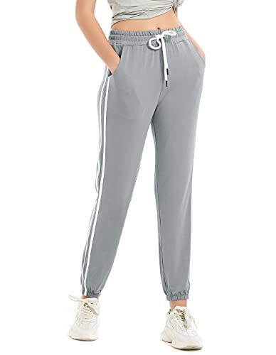 SPECIALMAGIC Womens Casual Pants Workout Joggers Lounge Sweatpants with Pockets High Waisted Loose Baggy Fit Dark Grey L